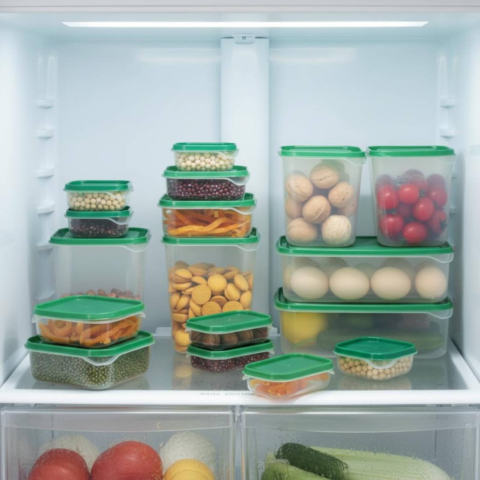 Food Storage Containers Plastic Box - 17 Buah Set Kotak Penyimpanan Kulkas