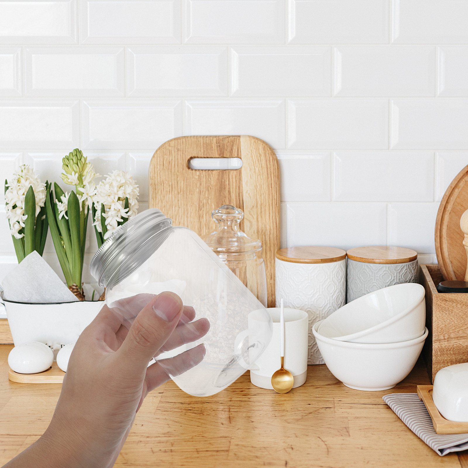 Food Storage Airtight - 4Pcs Stoples Plastik Transparan dengan Tutup