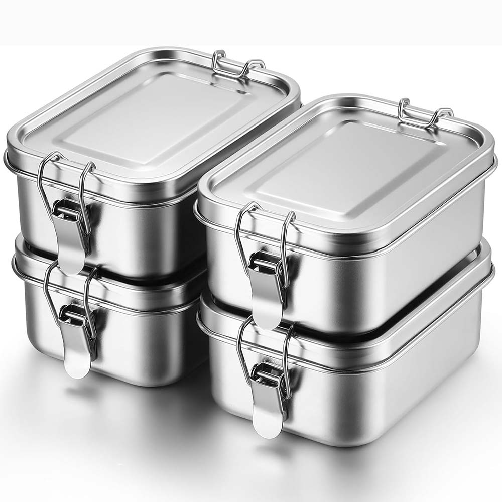 Food Storage With Lock - 4 buah kotak Bento baja tahan