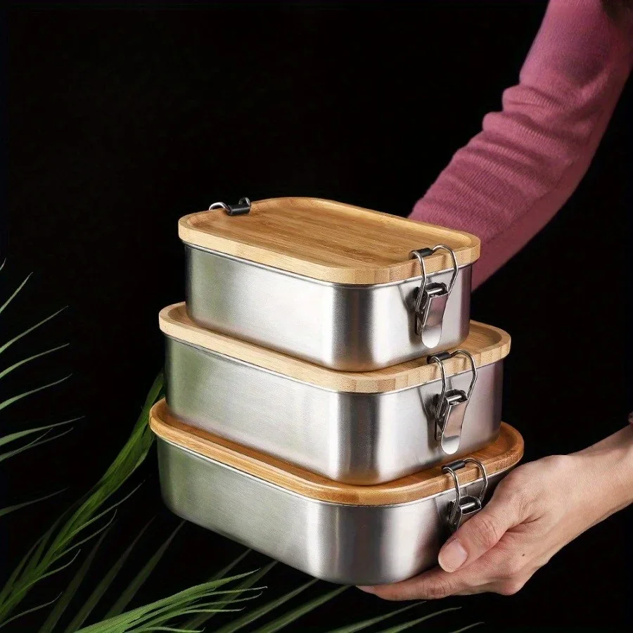 Food Storage Lunch Box - Kotak Makan Siang Tutup Bambu Stainless