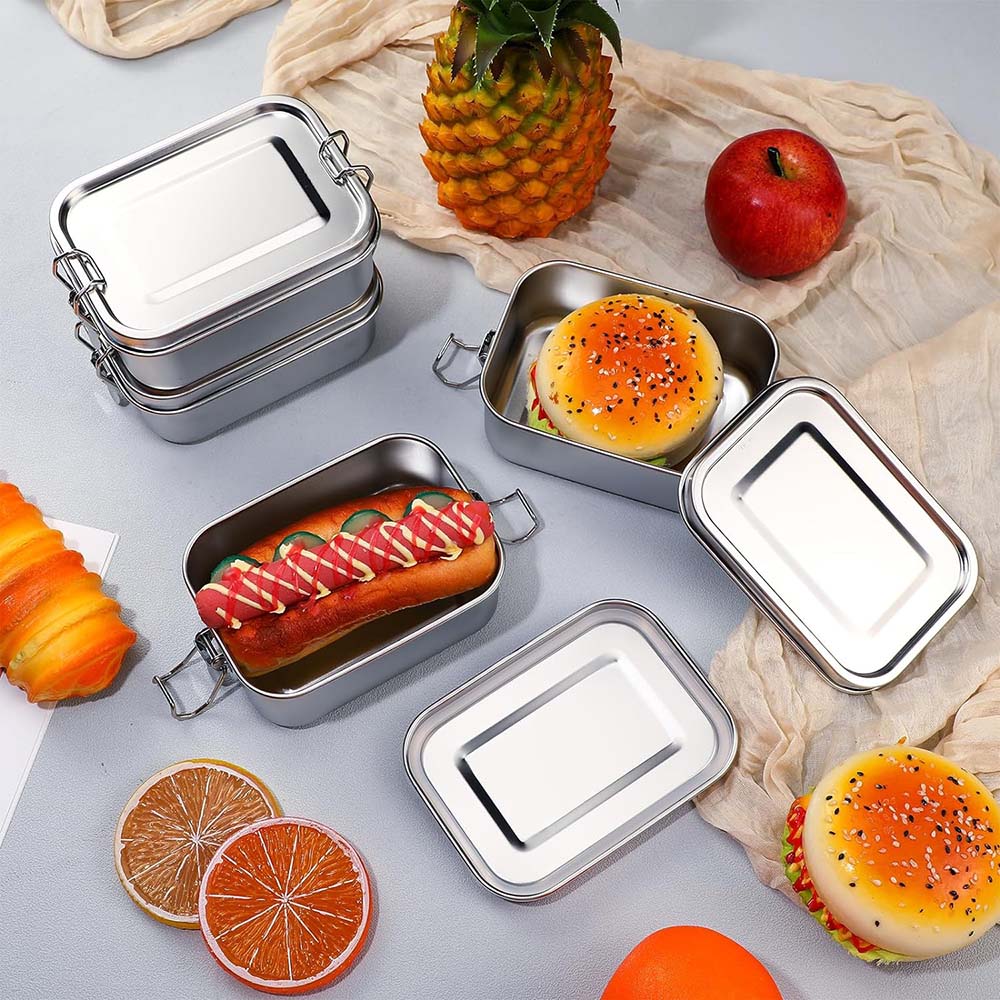 4 buah kotak Bento baja tahan  - Food Storage With Lock ulasan dan harga
