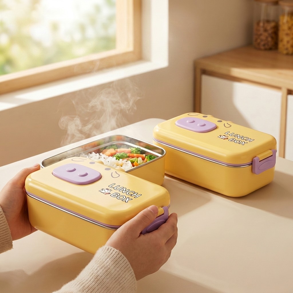 Kotak Bento Baja Tahan Karat 3 - Food Storage With Scoop ulasan dan harga