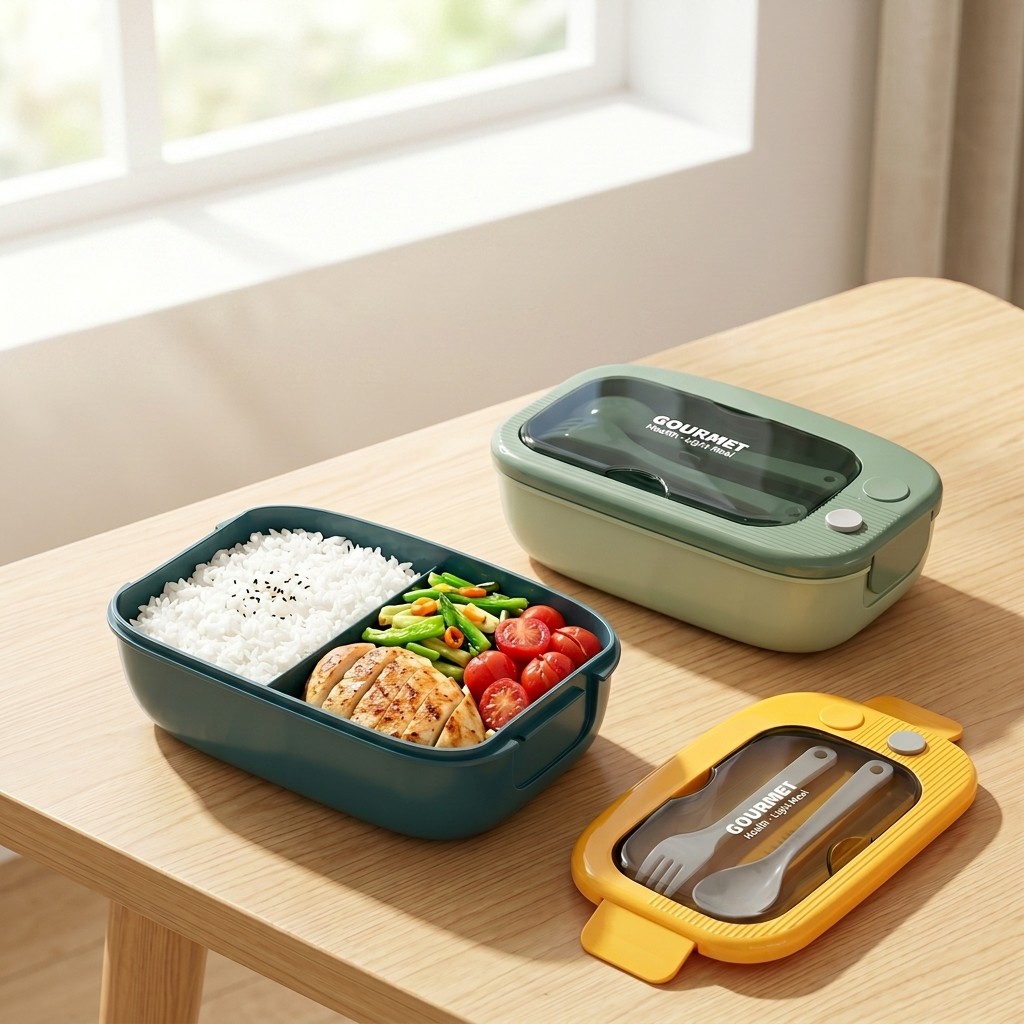 Kotak Bento Plastik untuk Micr - Food Storage With Scoop ulasan dan harga
