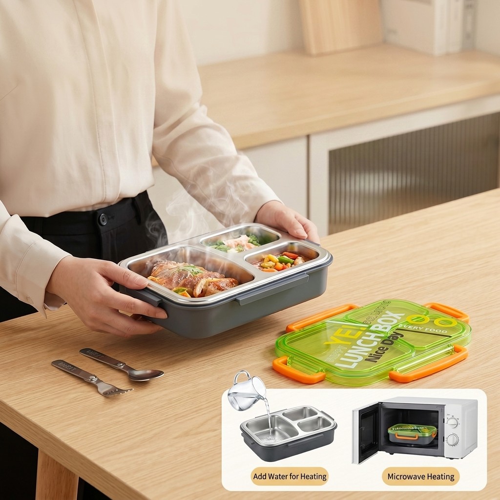 Kotak Makan Bento Stainless St - Food Storage With Scoop ulasan dan harga