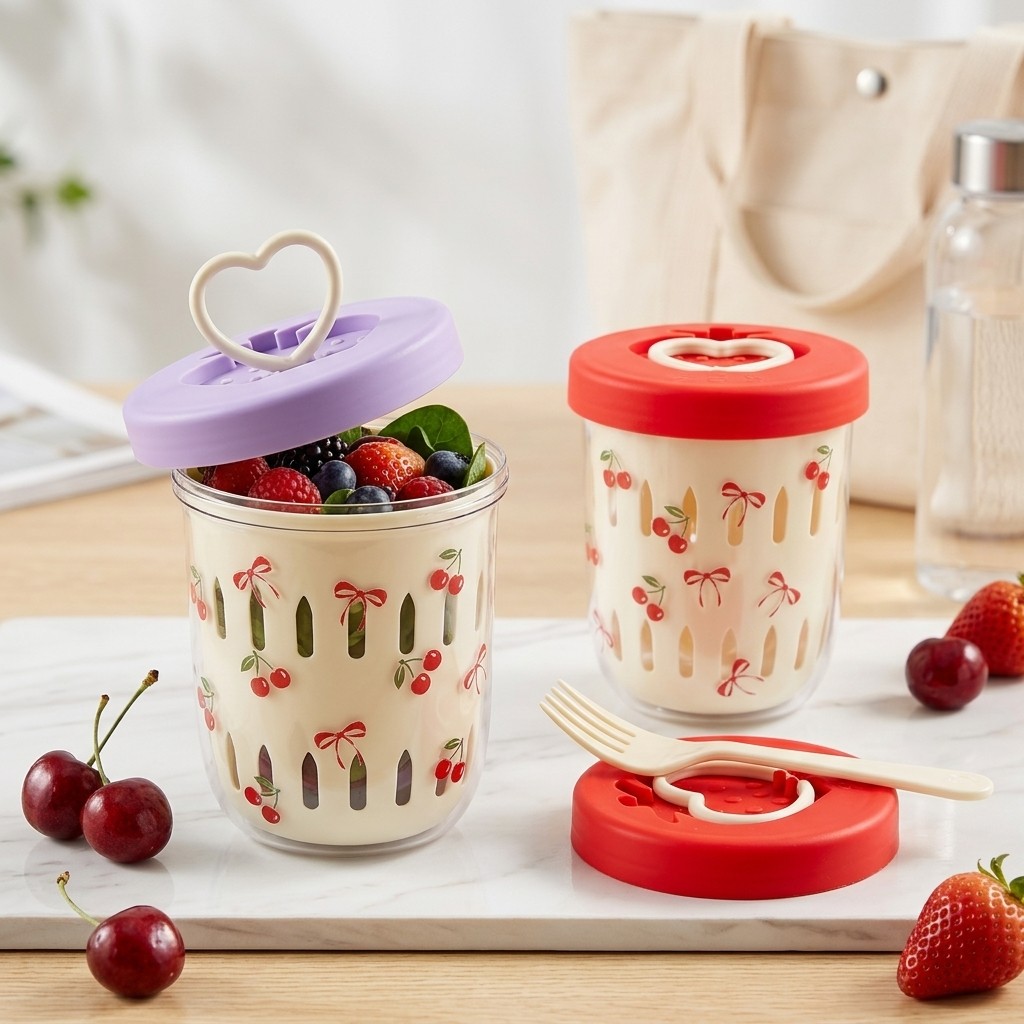 Kotak Salad Plastik dengan Tut - Food Storage Yogurt ulasan dan harga